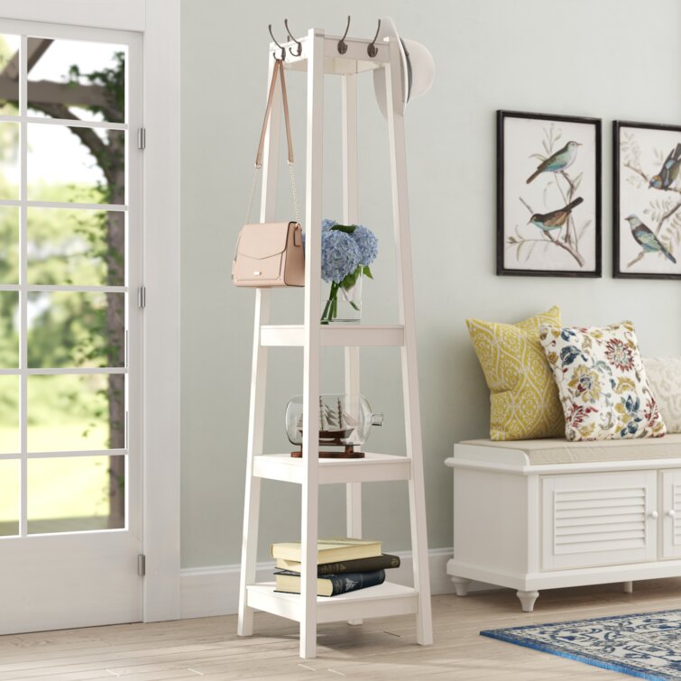 Standing coat discount rack with shelf